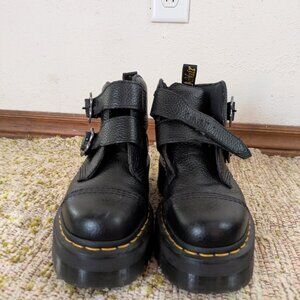 Devon Flower Buckle Leather Platform Boots